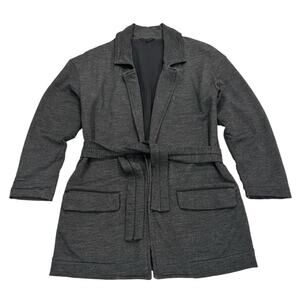 Lululemon Clutch Coat Womens Size 4 Heather Black Wool Blend Belted Overcoat